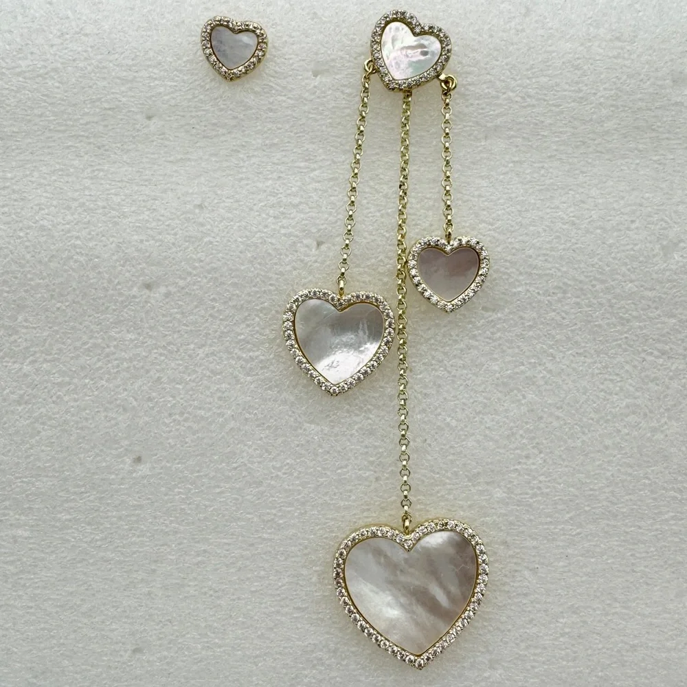 Mother of pearl Heart post earrings A/B style